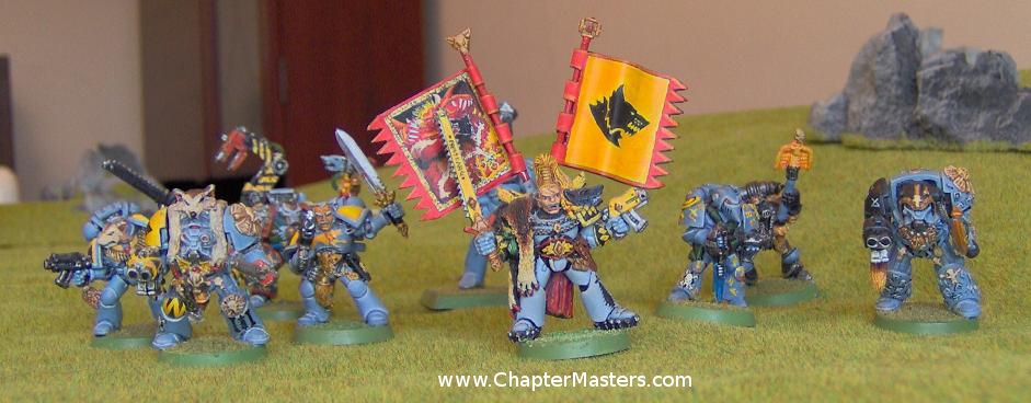 1992 Space Wolf Captian, 1995 Iron Priest, Wolf Gaurd, Ragnar Blackmane 1988 Space Marine with Power sword, 1989 Chaplin, 1993 Rune Priest in Terminator armour.